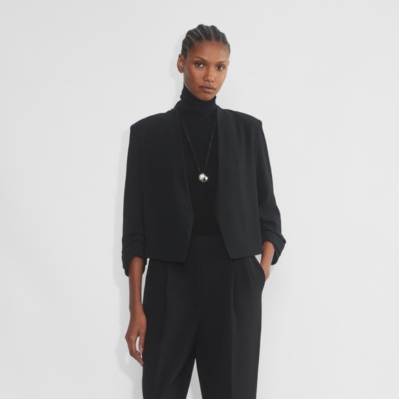 Babaton Power Blazer High Hip Cropped Black Size 4 - Picture 1 of 6